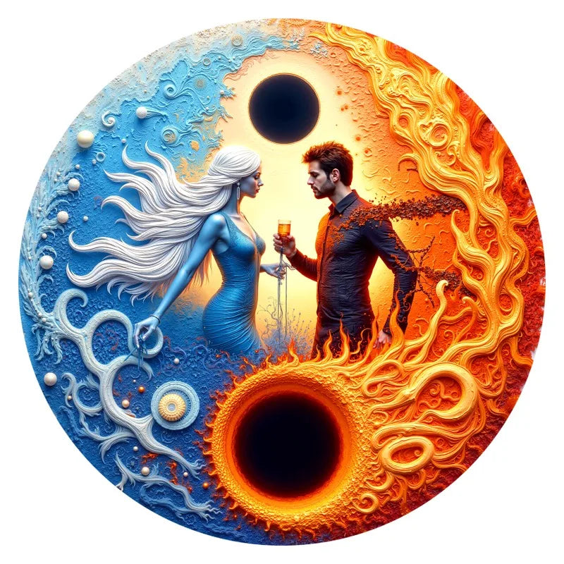 Fire And Ice round wooden puzzle