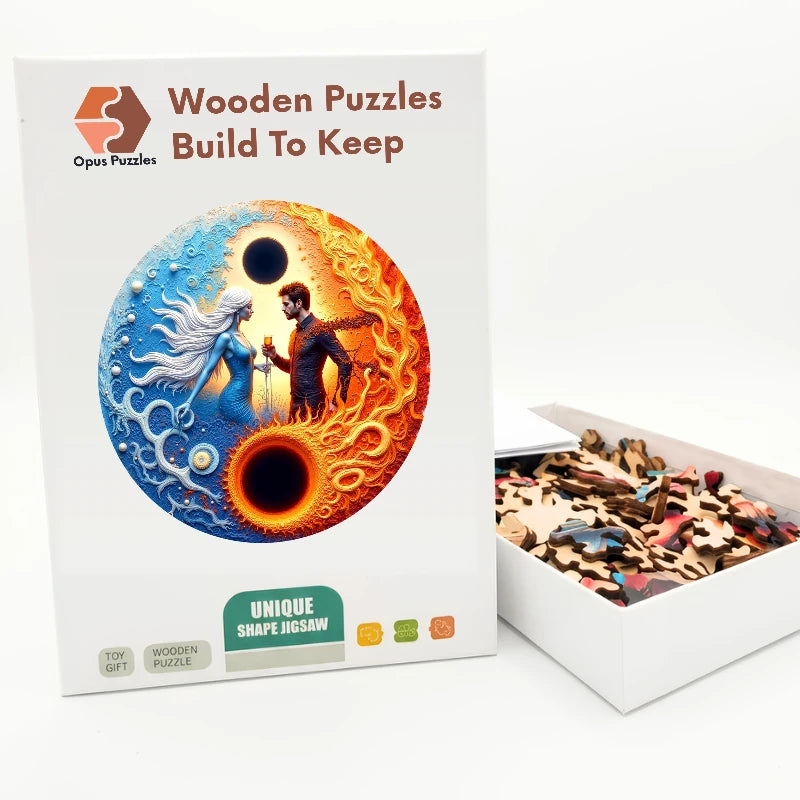 Fire And Ice Wooden Puzzle – packaged wooden puzzle gift box