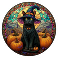 Witchy Cat round wooden puzzle