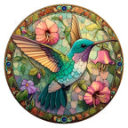 Hummingbird Glow round wooden puzzle