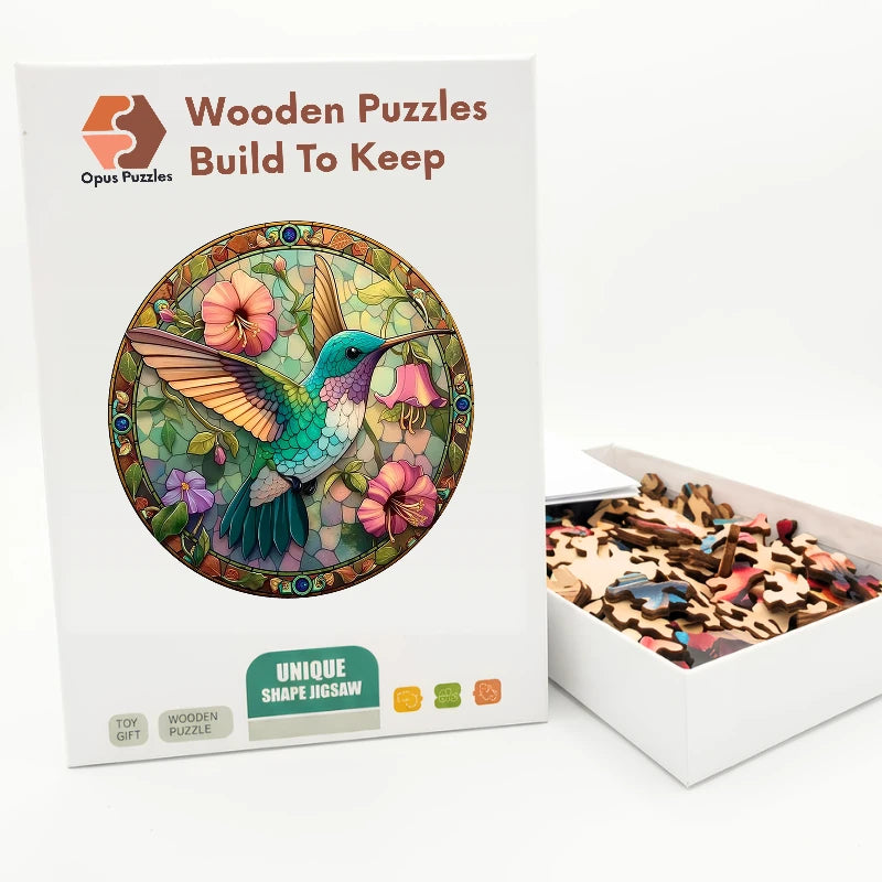 Hummingbird Glow Wooden Puzzle – packaged wooden puzzle gift box