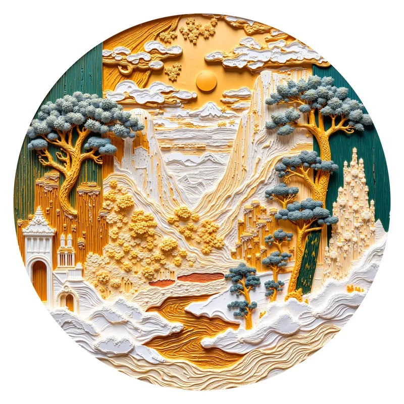 Mountain Castle round wooden puzzle