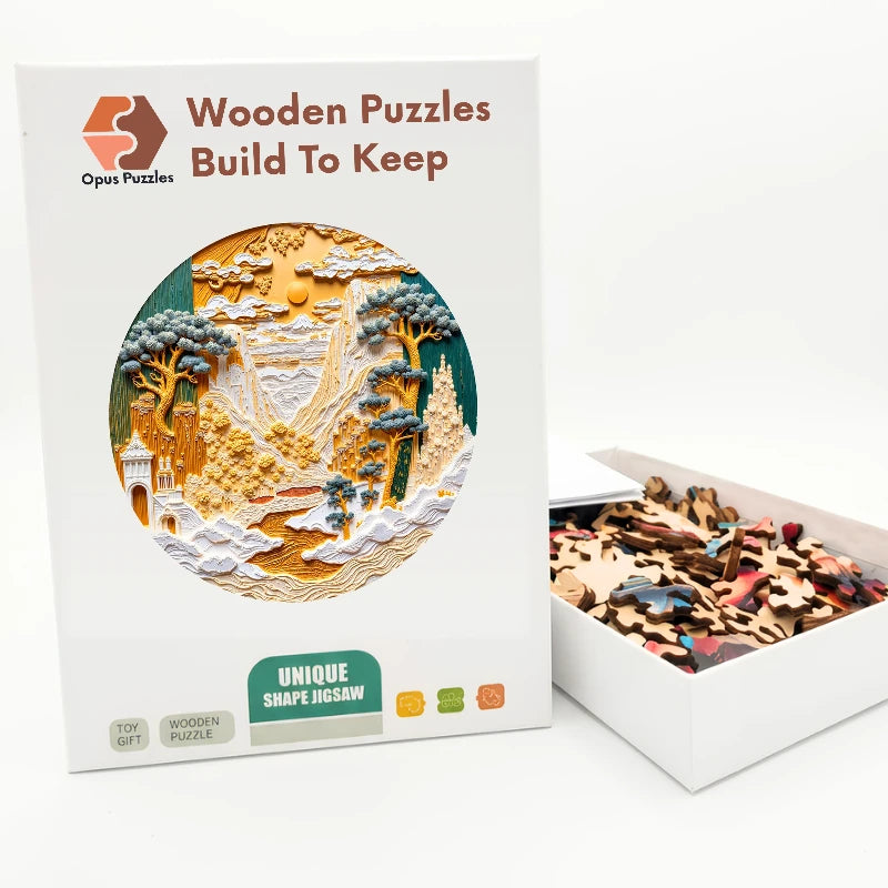 Mountain Castle Wooden Puzzle – packaged wooden puzzle gift box