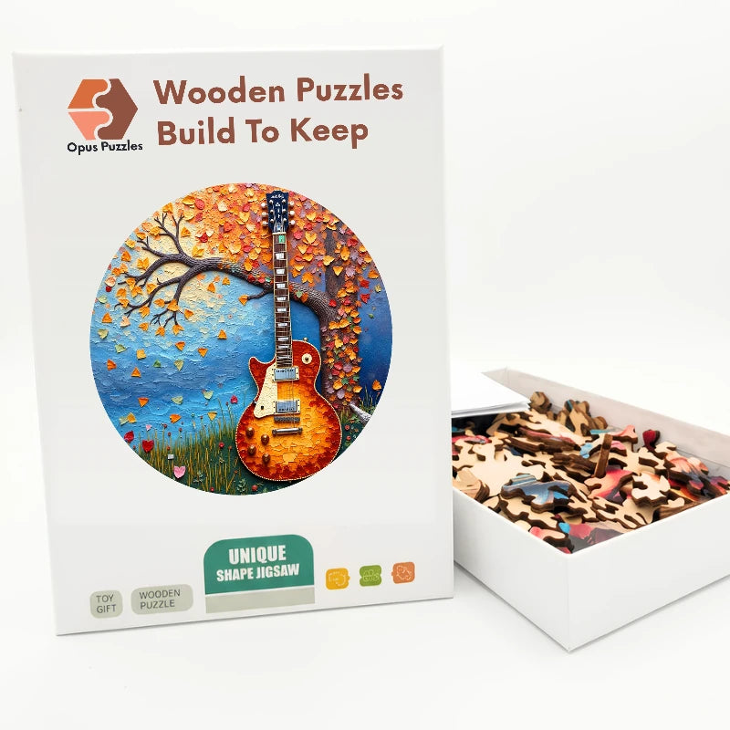 Autumn Guitar Wooden Puzzle – packaged wooden puzzle gift box
