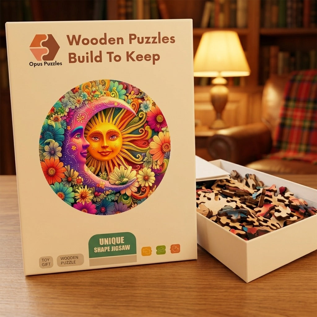 Sun And Moon Wooden Puzzle – packaged wooden puzzle gift box