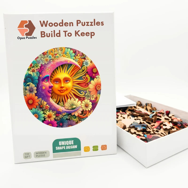 Sun And Moon Wooden Puzzle – packaged wooden puzzle gift box