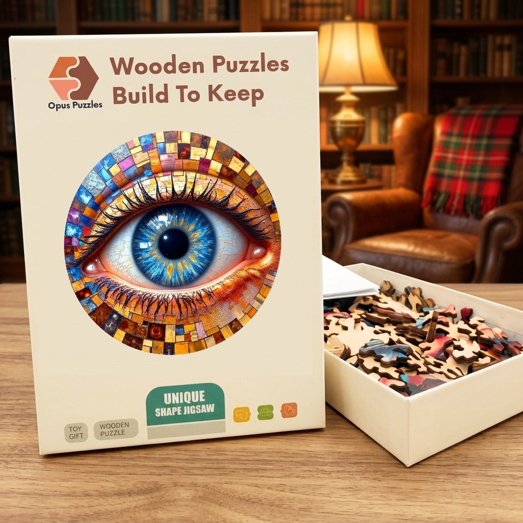Mosaic Eye Wooden Puzzle – packaged wooden puzzle gift box