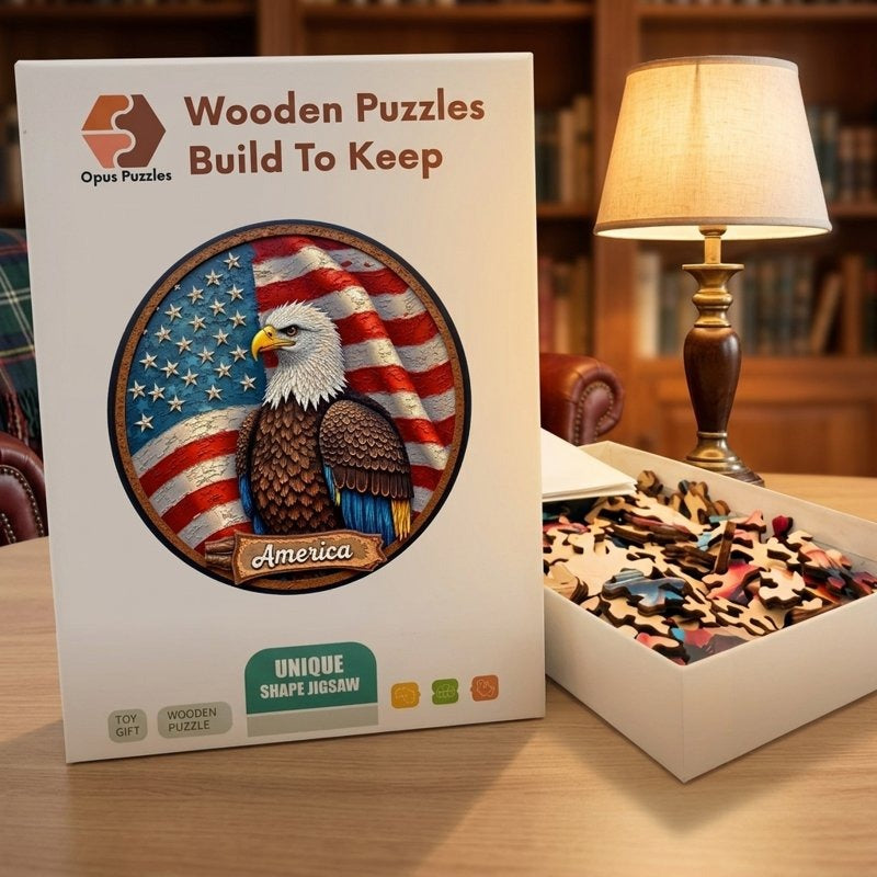 America Eagle Crest Wooden Puzzle – packaged wooden puzzle gift box