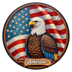 America Eagle Crest round wooden puzzle