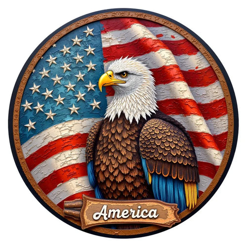 America Eagle Crest round wooden puzzle
