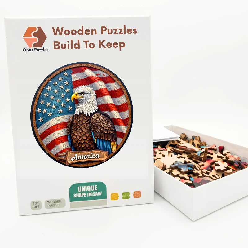 America Eagle Crest Wooden Puzzle – packaged wooden puzzle gift box