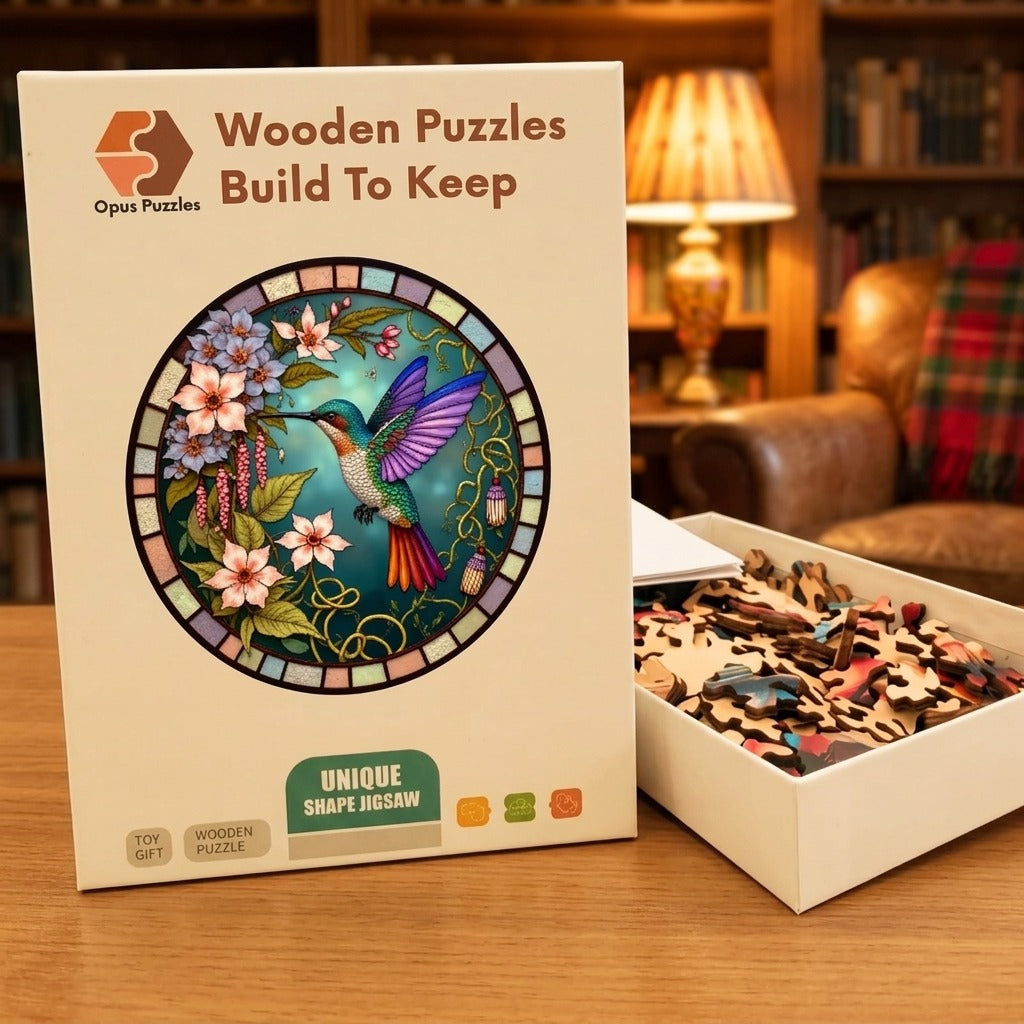 Hummingbird Window Wooden Puzzle – packaged wooden puzzle gift box