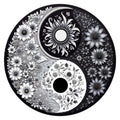 Black And White Yin Yang Floral round wooden puzzle