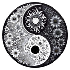 Black And White Yin Yang Floral round wooden puzzle