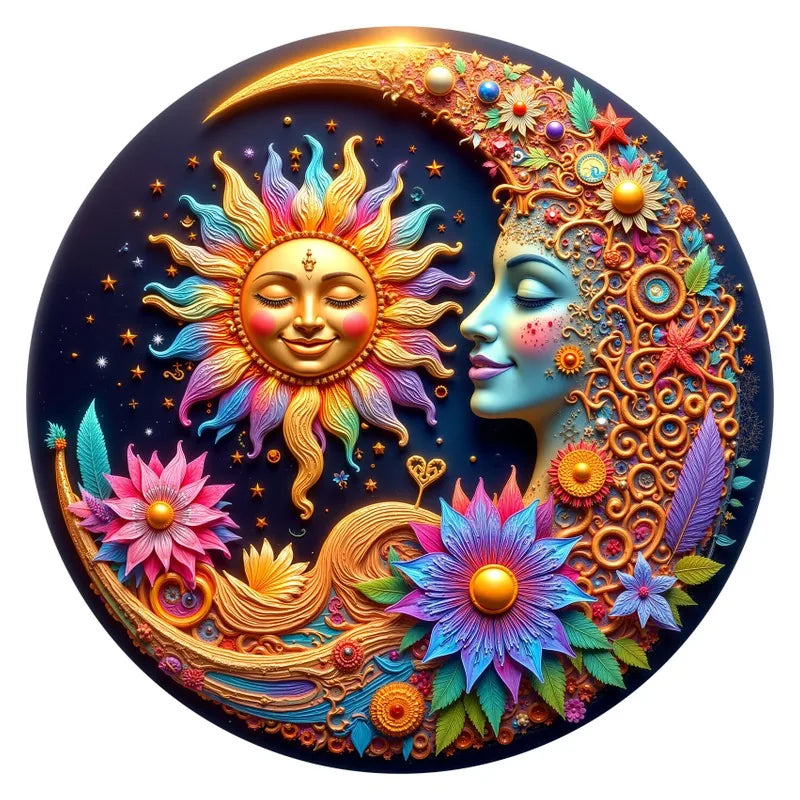 Sun And Moon round wooden puzzle