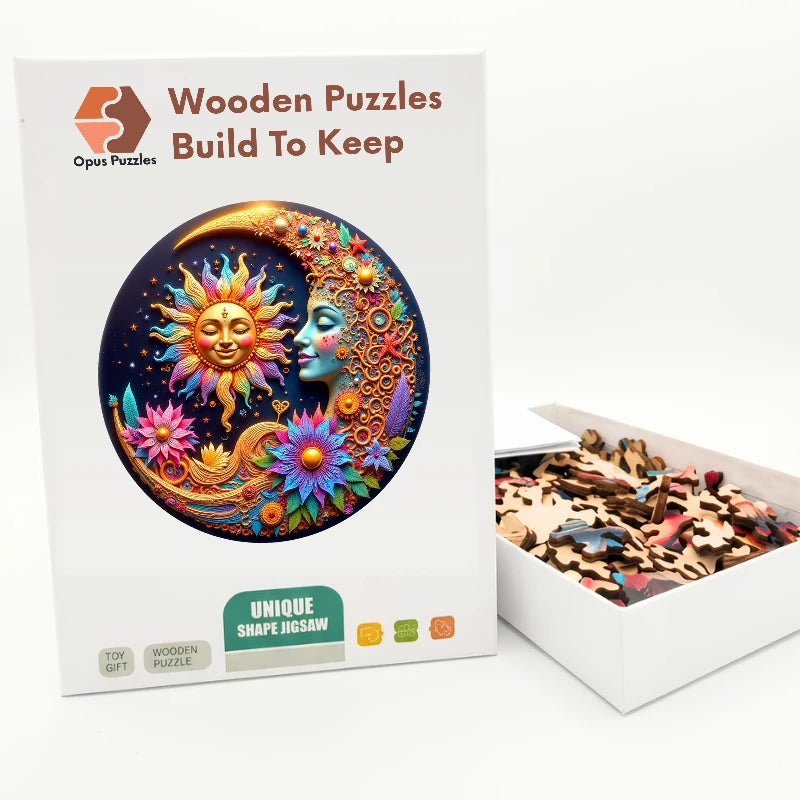 Sun And Moon Wooden Puzzle – packaged wooden puzzle gift box