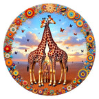 Savanna Giraffes round wooden puzzle