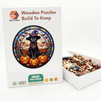 Witchy Black Cat Wooden Puzzle – packaged wooden puzzle gift box
