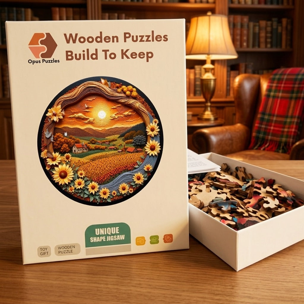 Sunflower Valley Wooden Puzzle – packaged wooden puzzle gift box