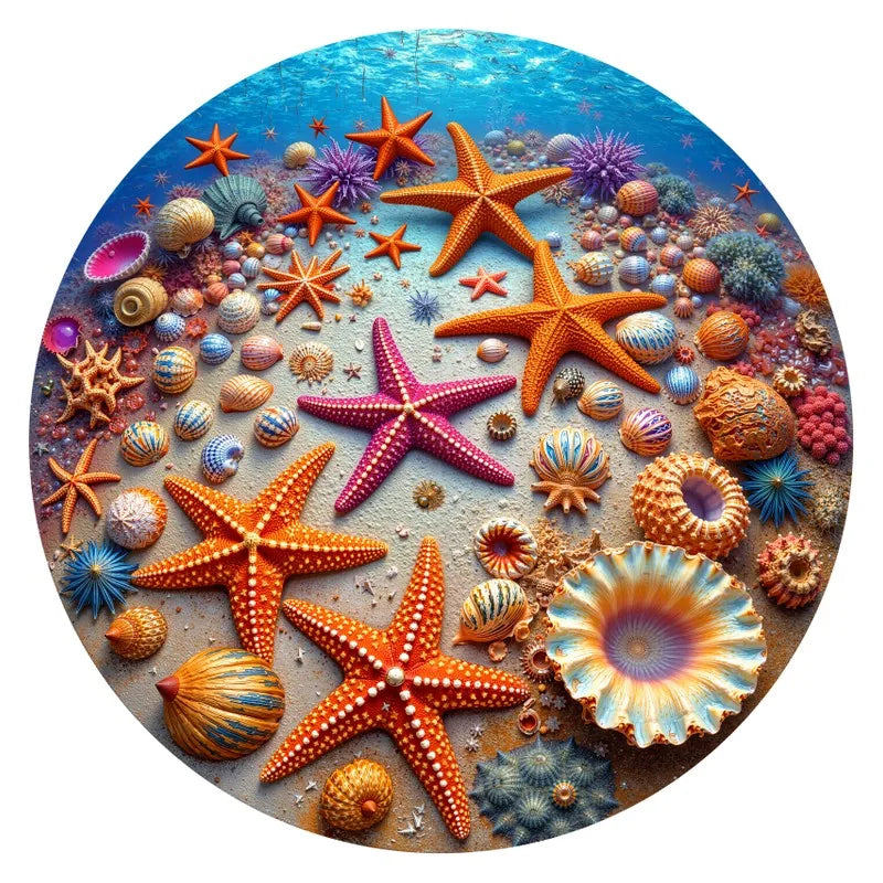 Beach Treasures round wooden puzzle