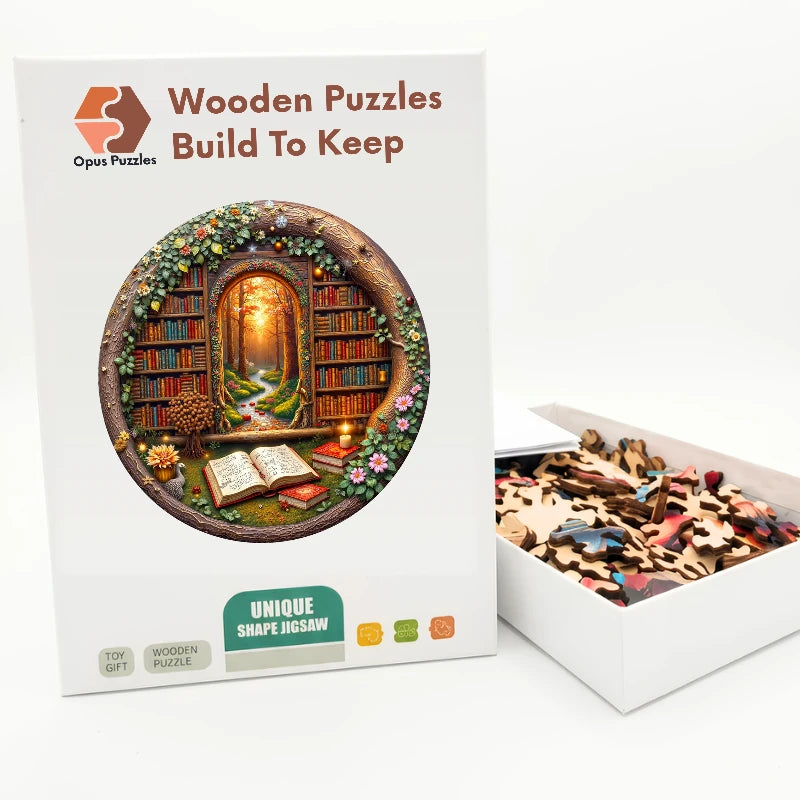 Library Nook Wooden Puzzle – packaged wooden puzzle gift box