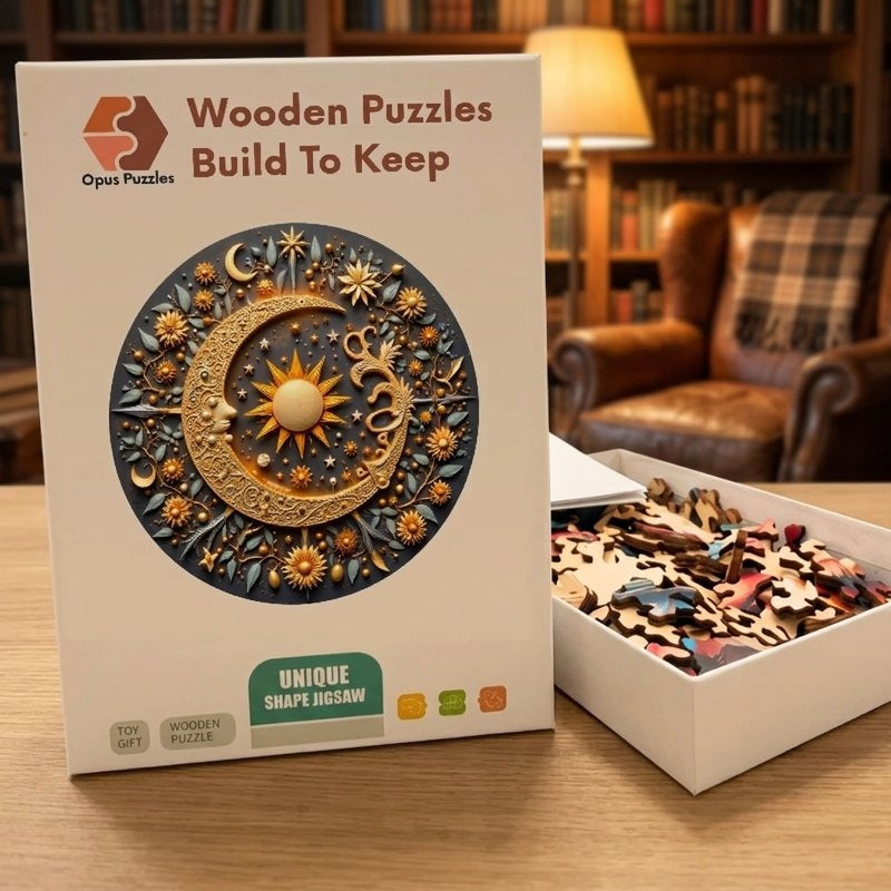 Moon And Stars Wooden Puzzle – packaged wooden puzzle gift box