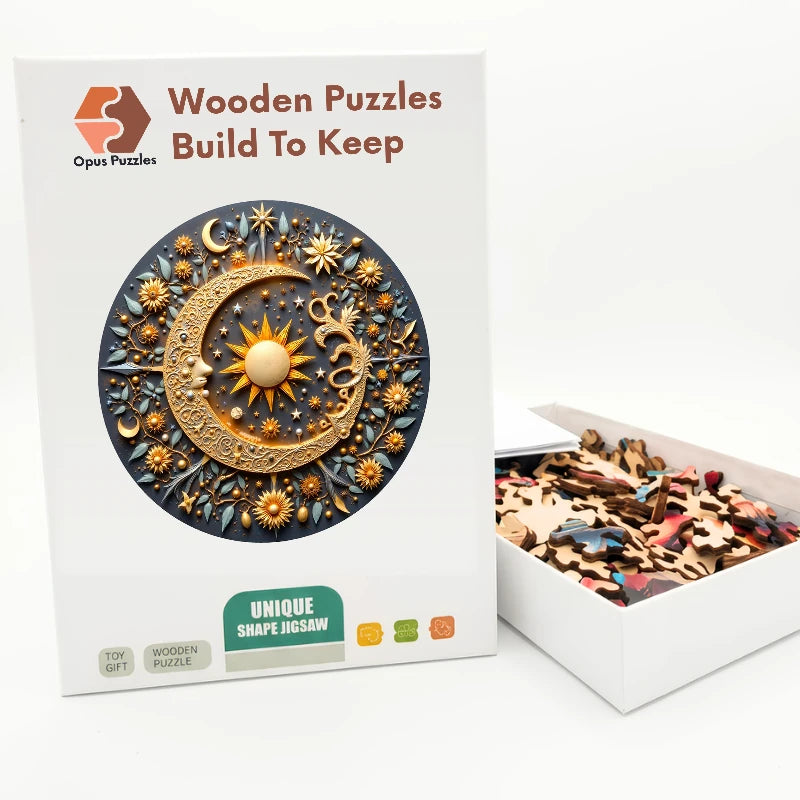 Moon And Stars Wooden Puzzle – packaged wooden puzzle gift box