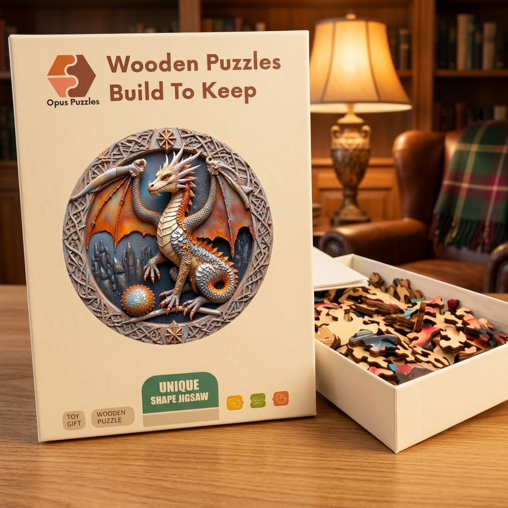 Castle Dragon Wooden Puzzle – packaged wooden puzzle gift box