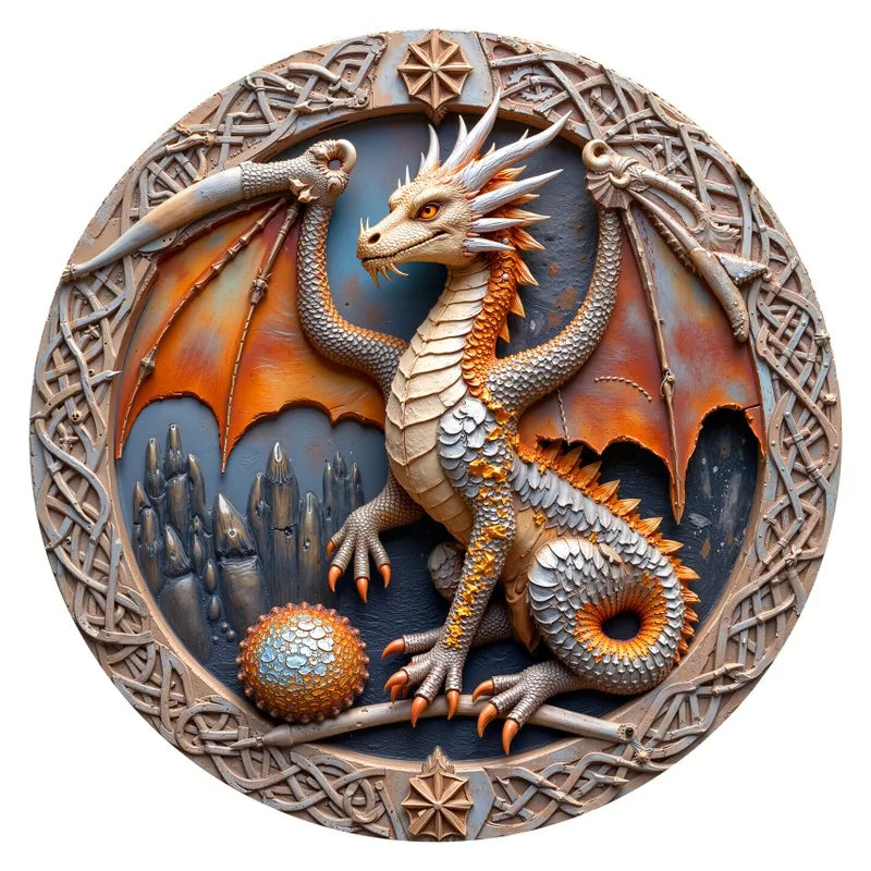 Castle Dragon round wooden puzzle