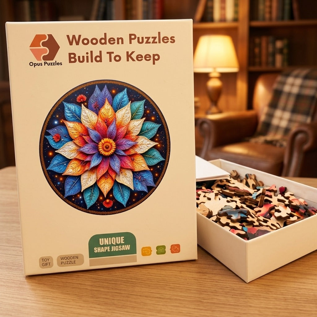 Folk Sunflower Wooden Puzzle – packaged wooden puzzle gift box