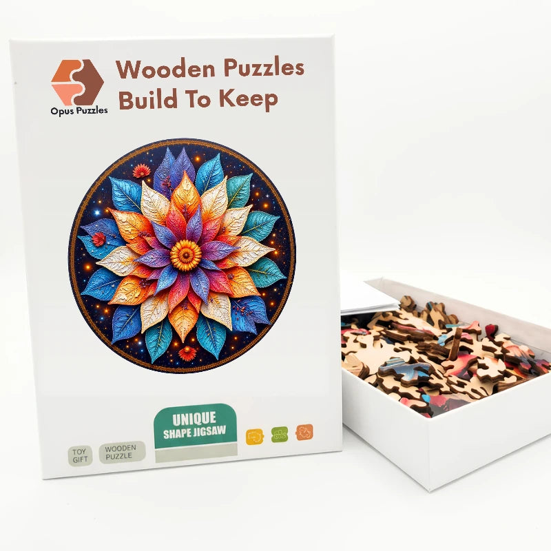 Folk Sunflower Wooden Puzzle – packaged wooden puzzle gift box