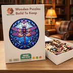 Stained Glass Dragonfly Wooden Puzzle – packaged wooden puzzle gift box