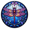 Stained Glass Dragonfly round wooden puzzle