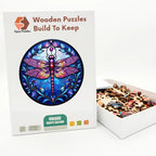 Stained Glass Dragonfly Wooden Puzzle – packaged wooden puzzle gift box