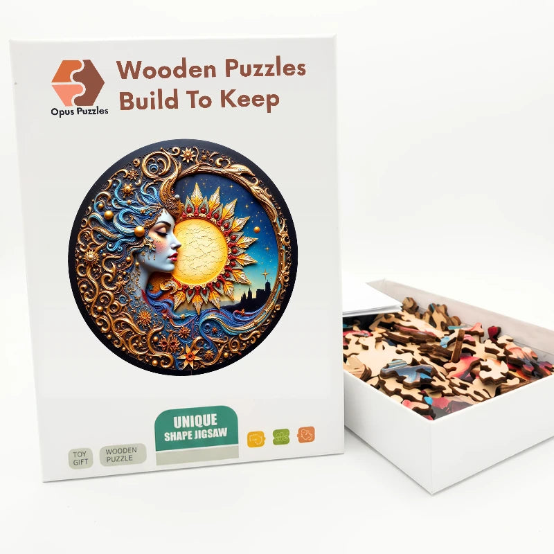 Sun And Moon Muse Wooden Puzzle – packaged wooden puzzle gift box