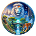 Lion And Tiger Realm round wooden puzzle