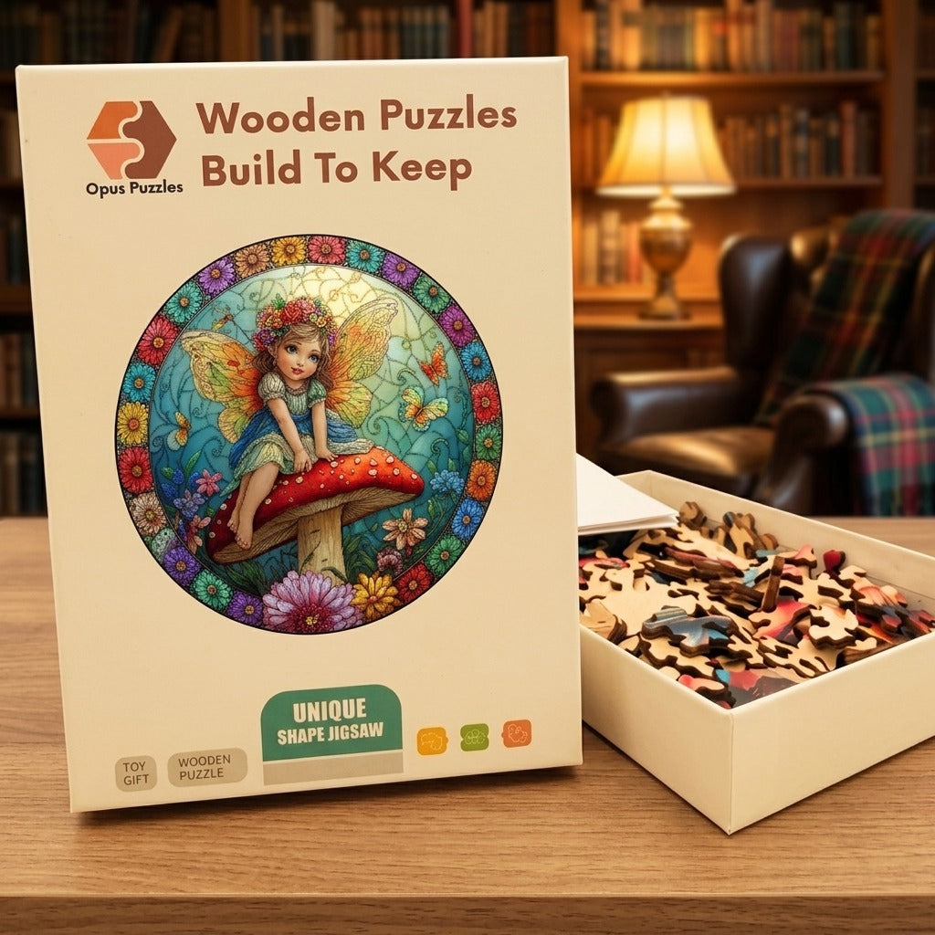 Mushroom Fairy Wooden Puzzle – packaged wooden puzzle gift box