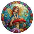 Mushroom Fairy round wooden puzzle