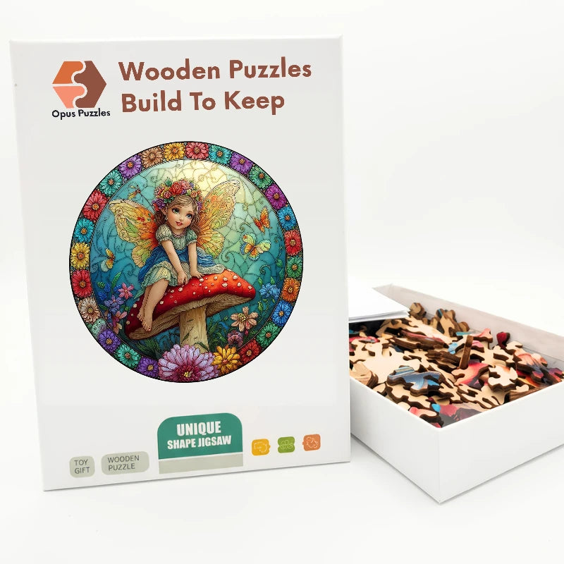 Mushroom Fairy Wooden Puzzle – packaged wooden puzzle gift box