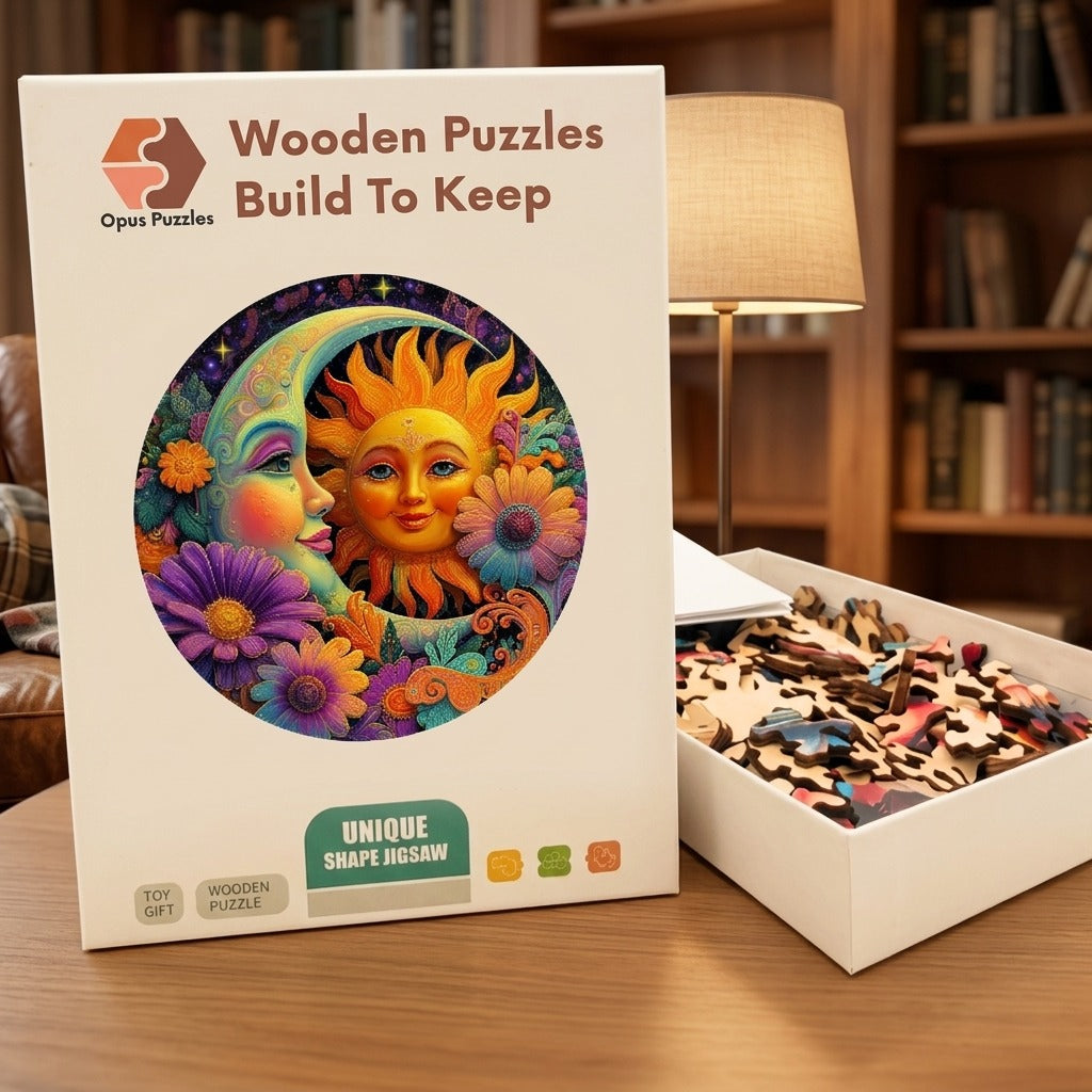 Sun And Moon Wooden Puzzle – packaged wooden puzzle gift box