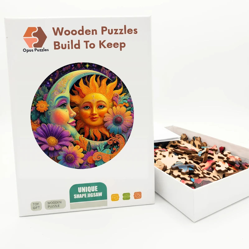Sun And Moon Wooden Puzzle – packaged wooden puzzle gift box