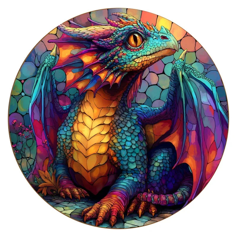Jewel Dragon round wooden puzzle