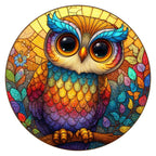 Rainbow Owl round wooden puzzle