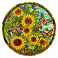 Sunflower Stained Glass round wooden puzzle