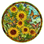 Sunflower Stained Glass round wooden puzzle