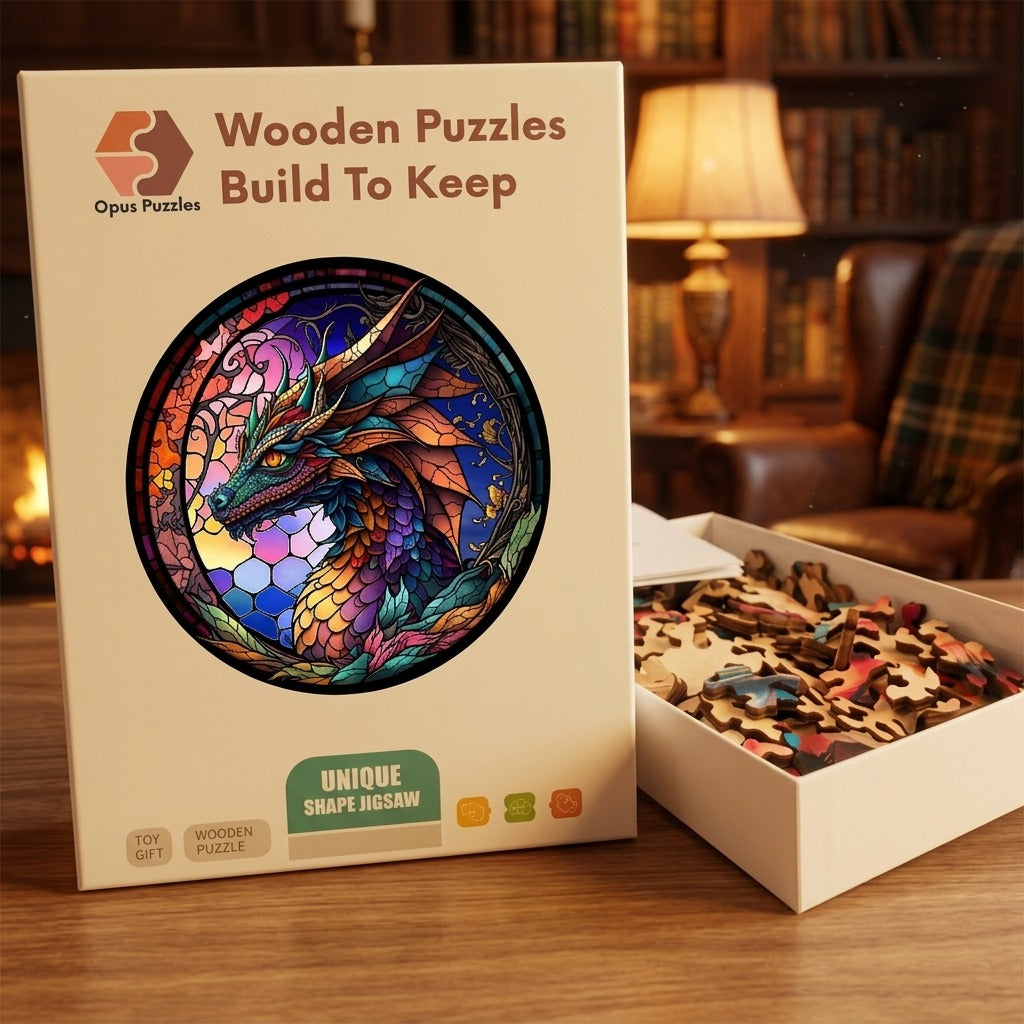 Mosaic Dragon Wooden Puzzle – packaged wooden puzzle gift box