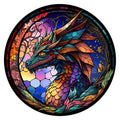 Mosaic Dragon round wooden puzzle