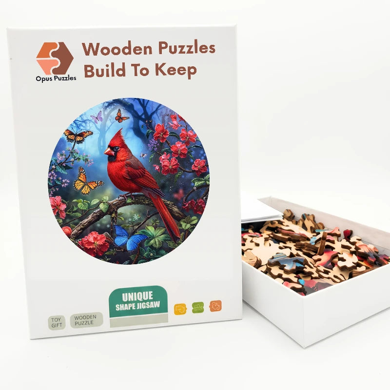 Red Cardinal Wooden Puzzle – packaged wooden puzzle gift box