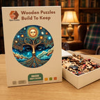 Cosmic Sun Mandala Wooden Puzzle – packaged wooden puzzle gift box