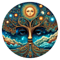 Cosmic Sun Mandala round wooden puzzle